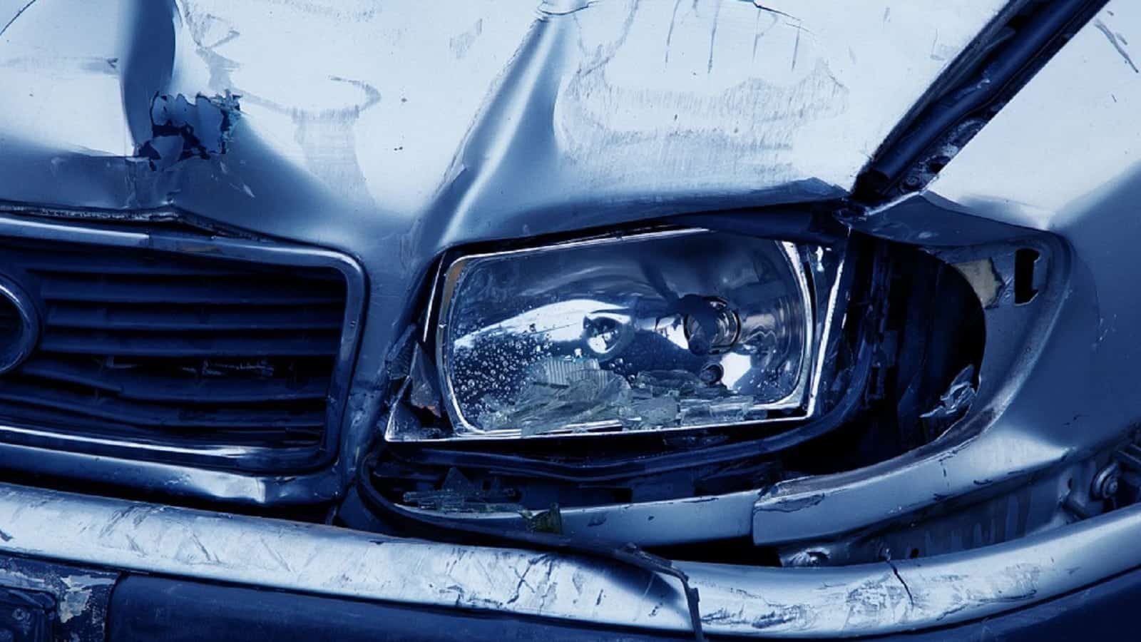 Hit And Run Car Accident Stock Photo
